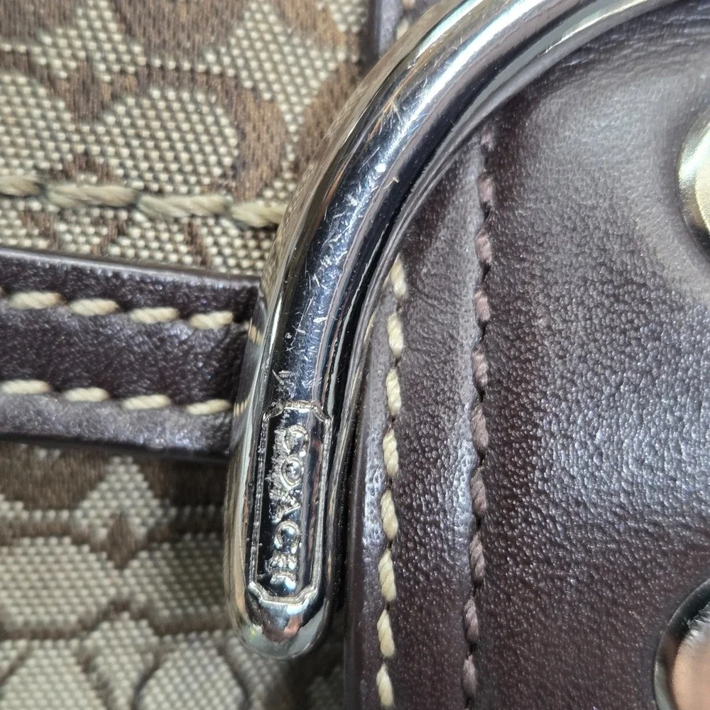 Coach F10926 Vintage Soho BROWN Leather & Signature C Canvas Shoulder‎ Bag y2K